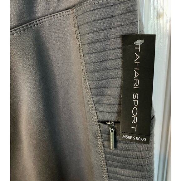 NWT Tahari Sport Gray High Waisted Leggings Zip Pockets Athleisure - Size 3X - Picture 4 of 8